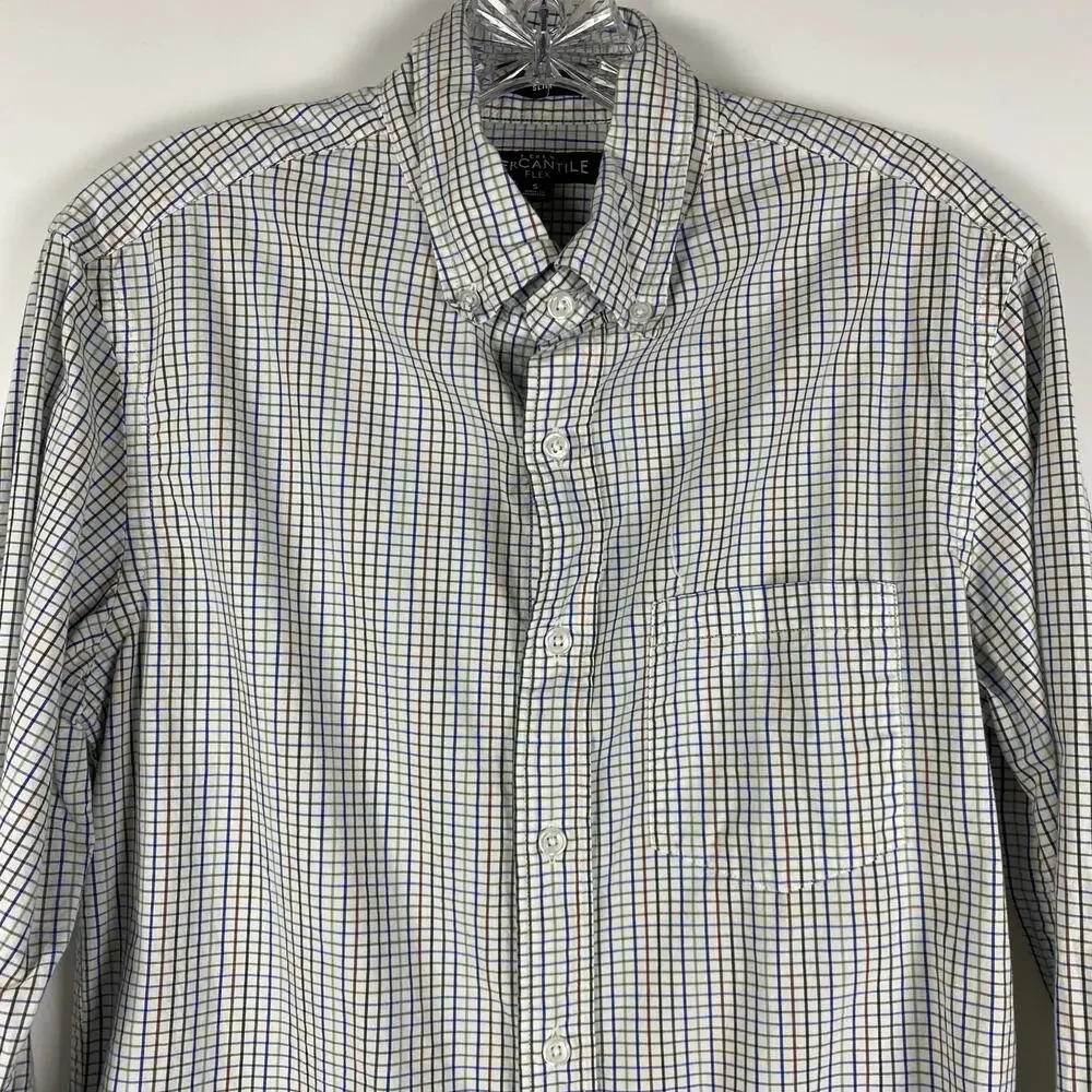 J Crew Mercantile Flex Slim Button Down Plaid Multicolor Shirt Mens Size Small